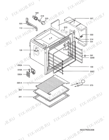 Взрыв-схема плиты (духовки) Electrolux E6831-4-A  R05 - Схема узла Oven